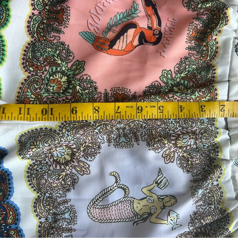 Colorful Summer beach Patterned Women's linen blend wide pants. Size Small